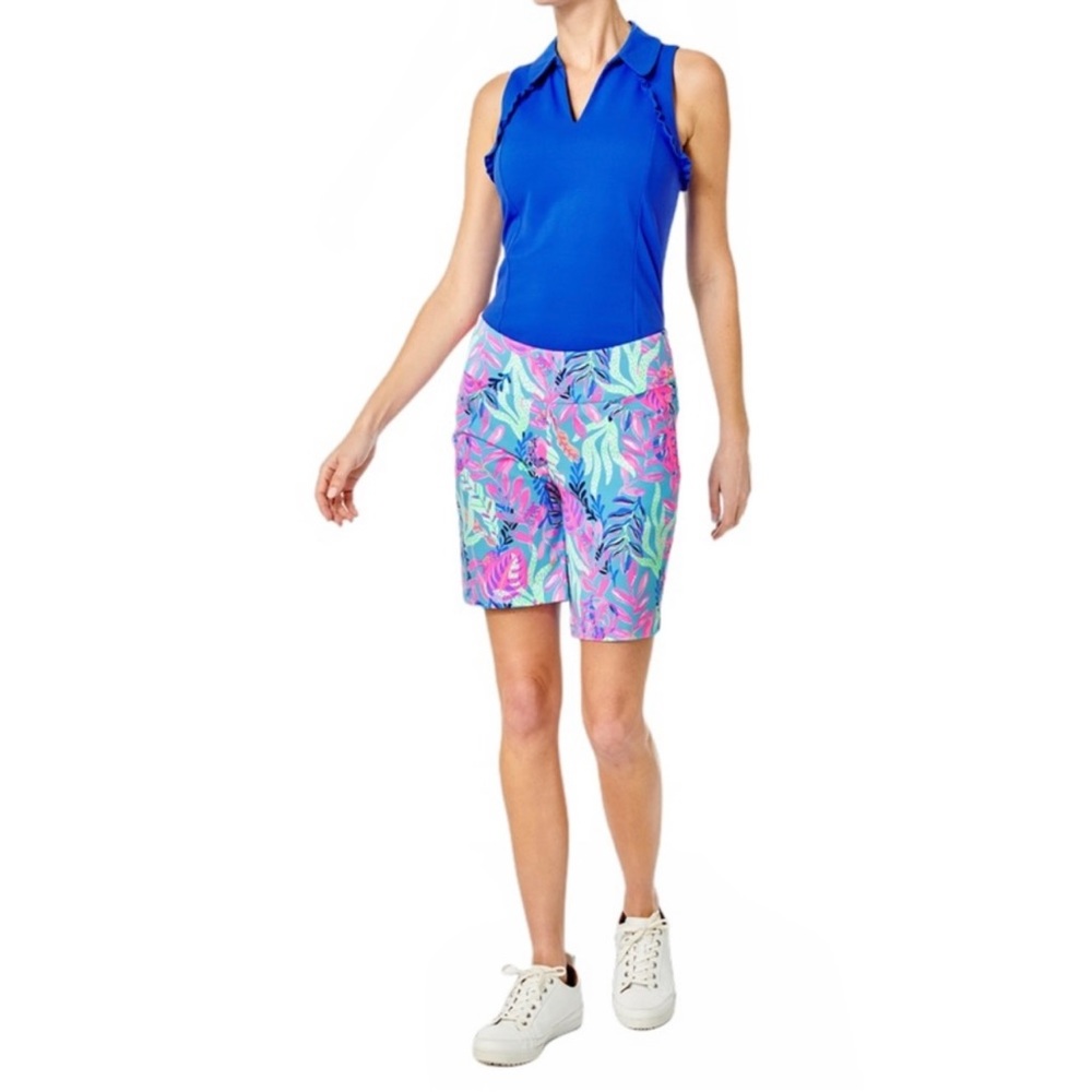 NWT Lilly Pulitzer Luxletic Reid Blue You’ve Been Spotted Ocean View Golf Shorts
